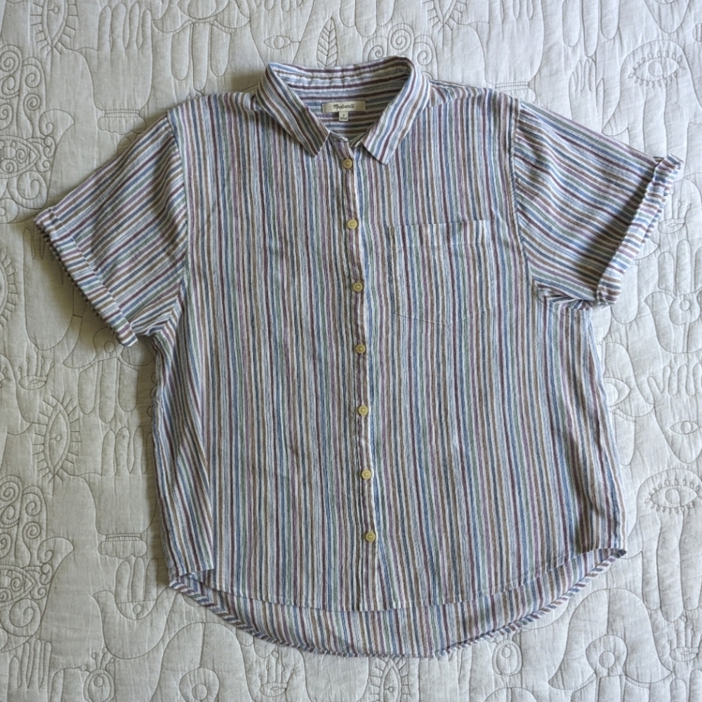 Madewell 100% cotton beachy striped button up shirt M